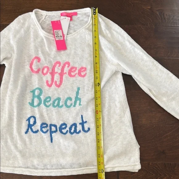 NWT Lilly Pulitzer White Coffee Beach Repeat Danette Sweater - Picture 4 of 7
